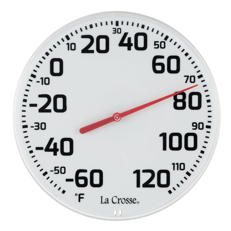 La Crosse Technology La Crosse 104-1522 8" Round Analog Dial Thermometer, White - Image 1
